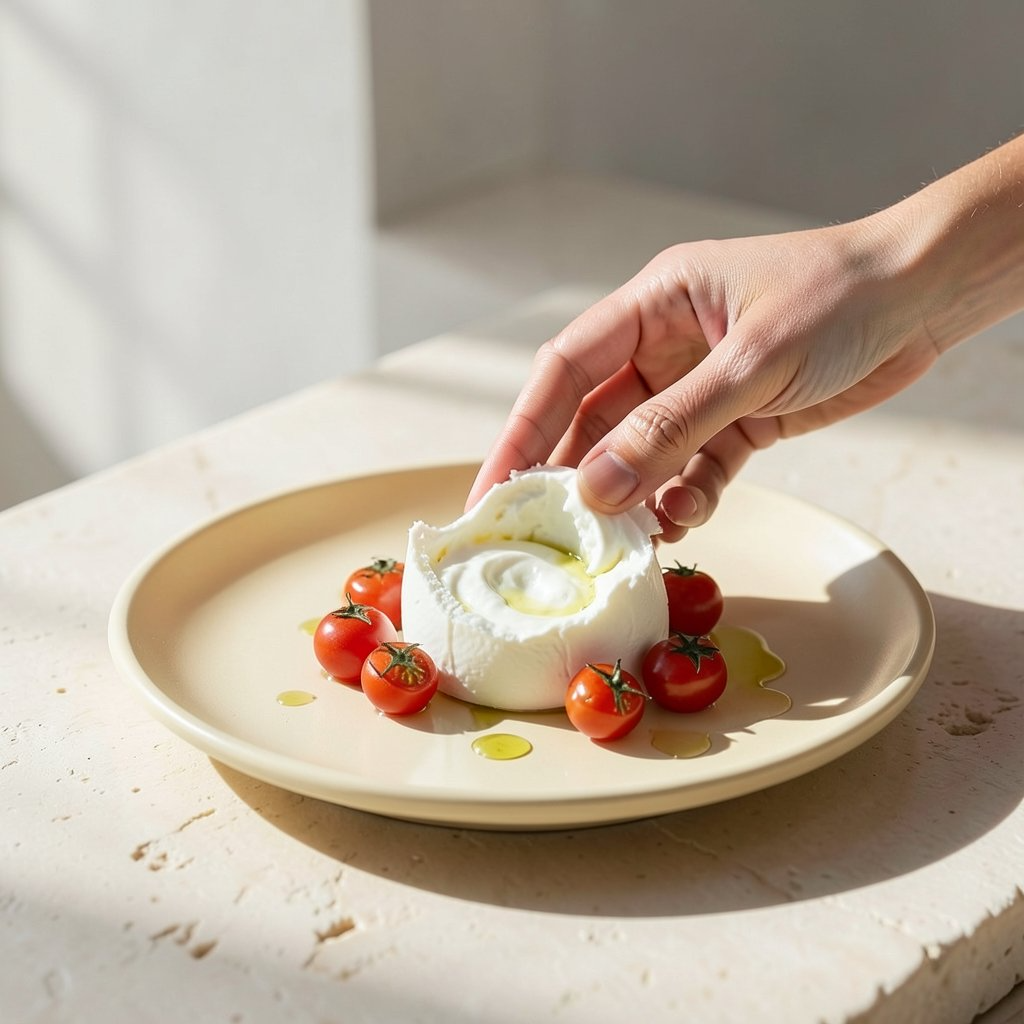 Fresh burrata served with tomatoes